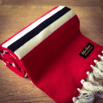 Vintage-style merino wool striped football scarves by Retro Clasico